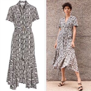 A.L.C. 100% Silk Snake Print Midi Dress